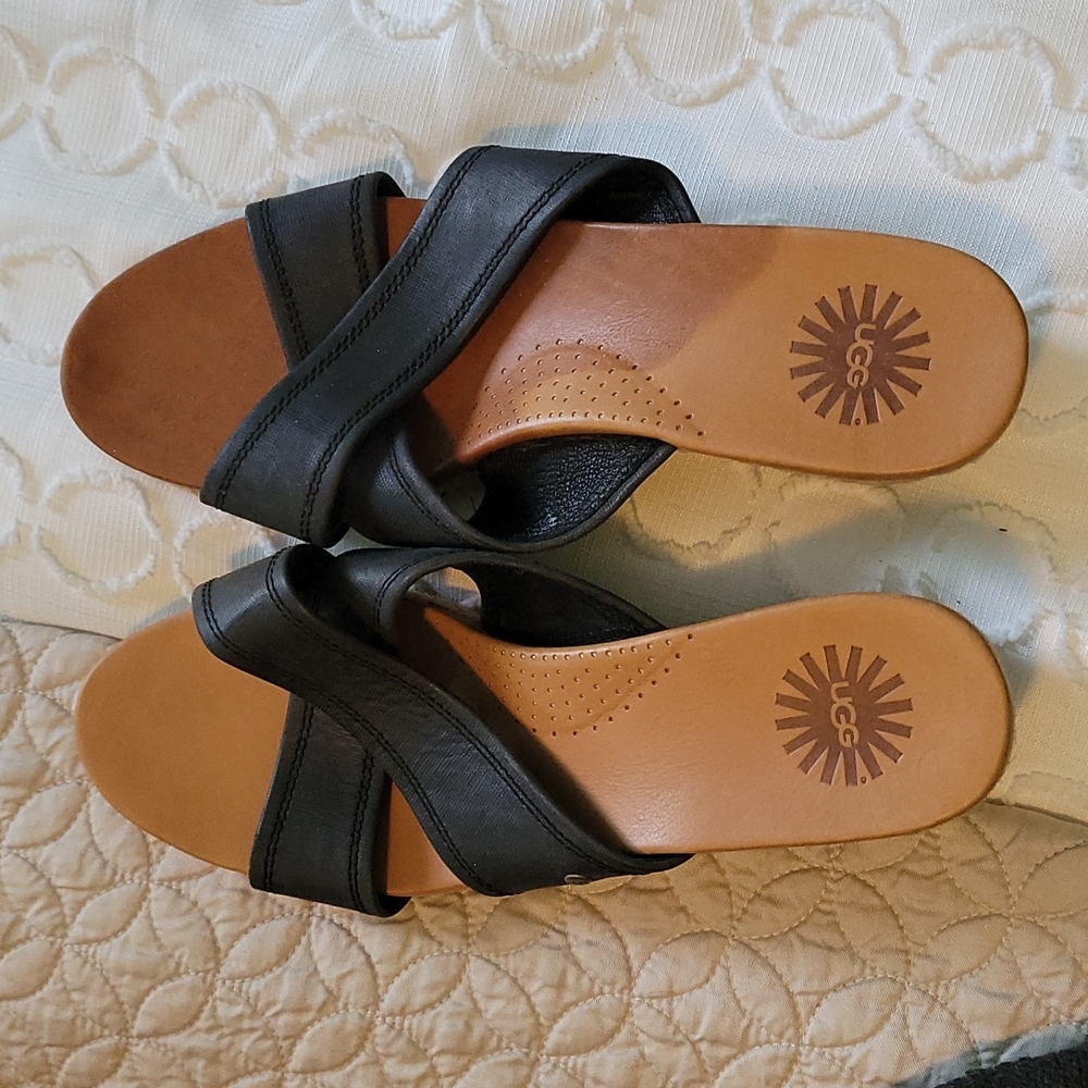 Ugg leather low wedge shoes